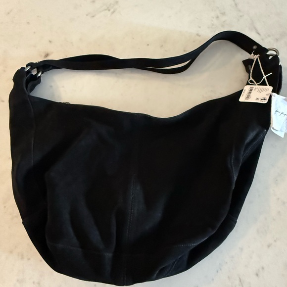 Elegant Black Suede Shoulder Bag free people - Picture 1 of 6
